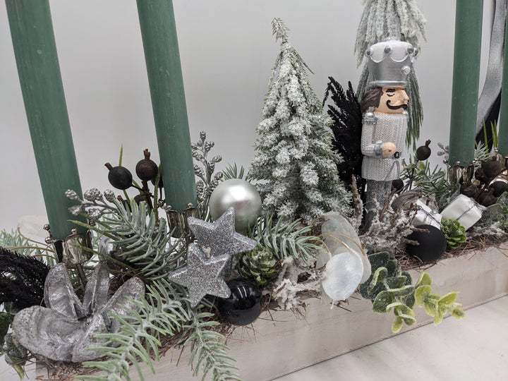 Weihnachtsgesteck Salbei Bäume silber
