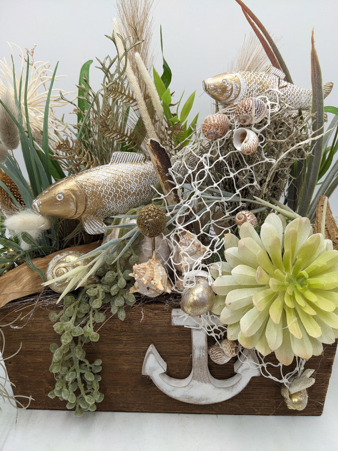 Sommergesteck Fische Gräser Anker maritim