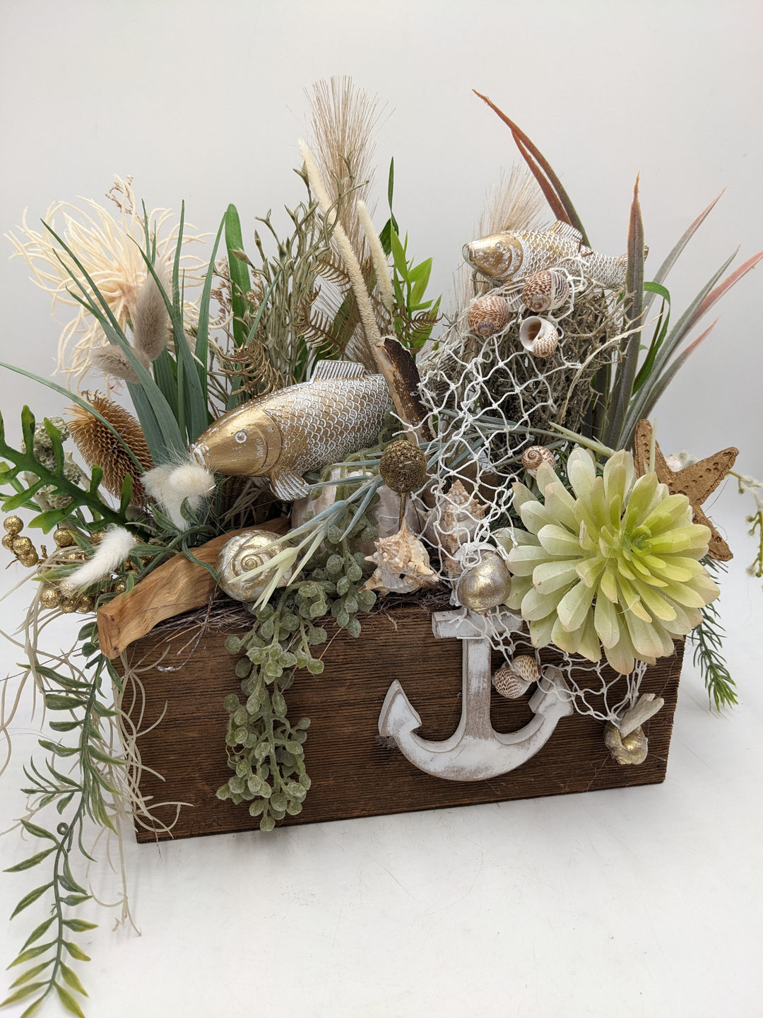 Sommergesteck Fische Gräser Anker maritim