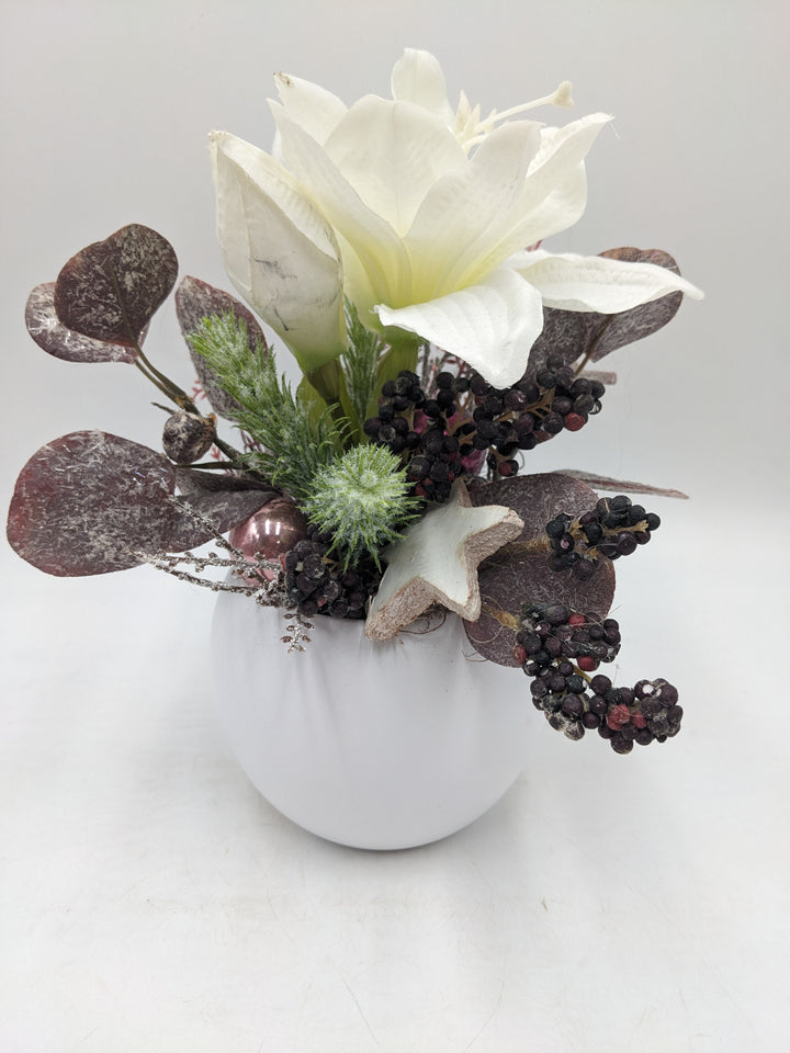 Wintergesteck Amaryllis Eukalyptus weiss rosa