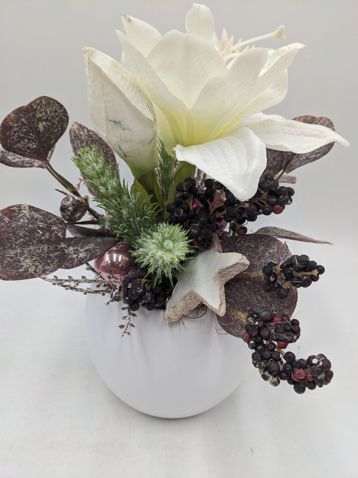 Wintergesteck Amaryllis Eukalyptus weiss rosa
