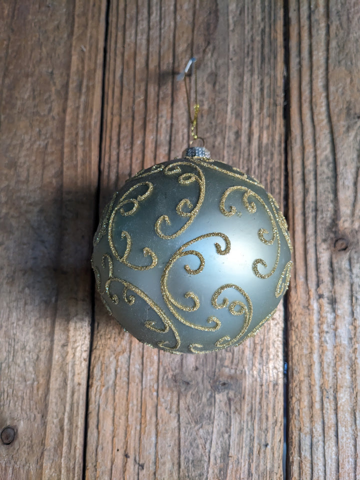 Weihnachtskugel grün gold