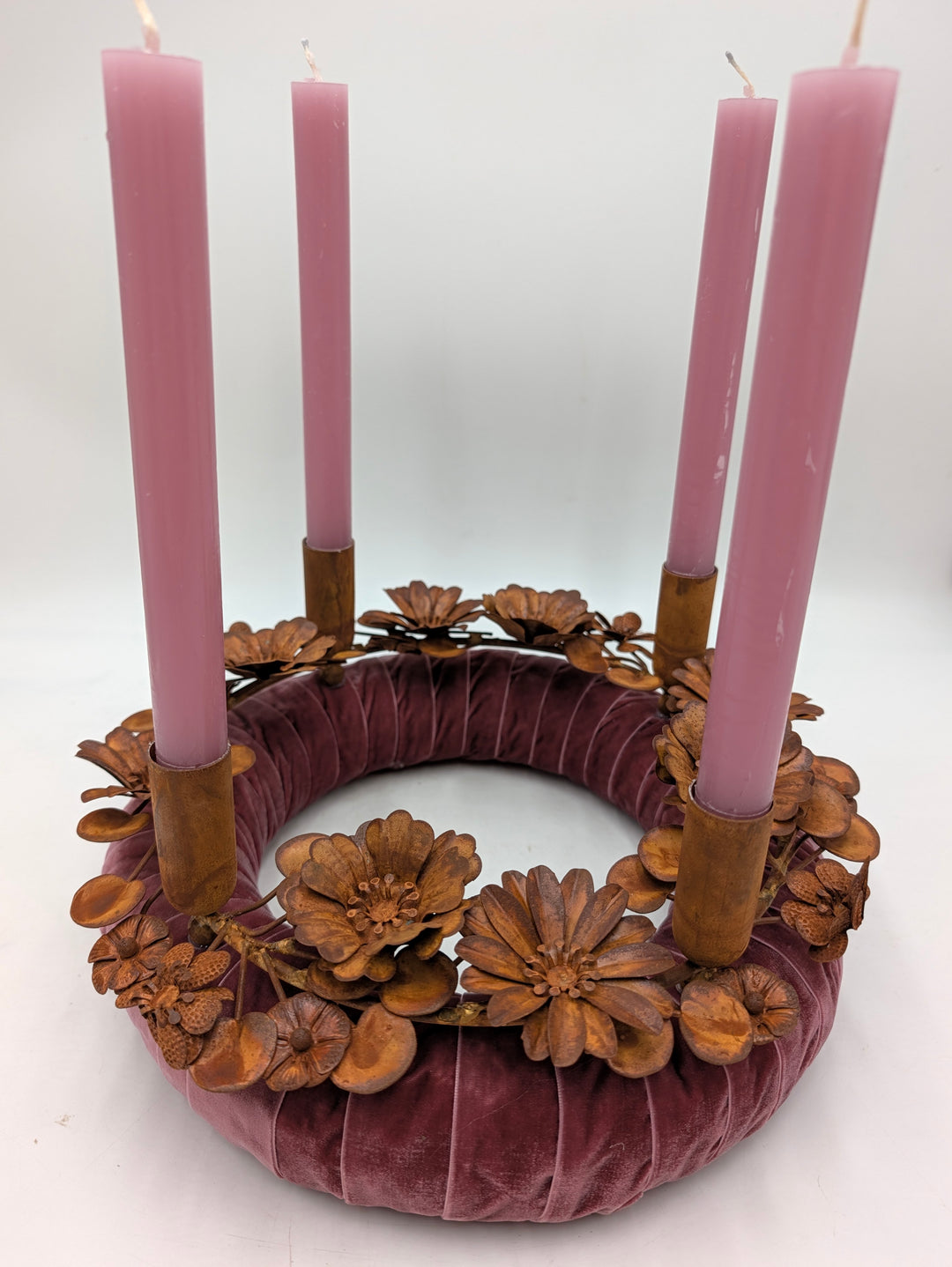 Adventskranz Metallkranz Rost altrosa