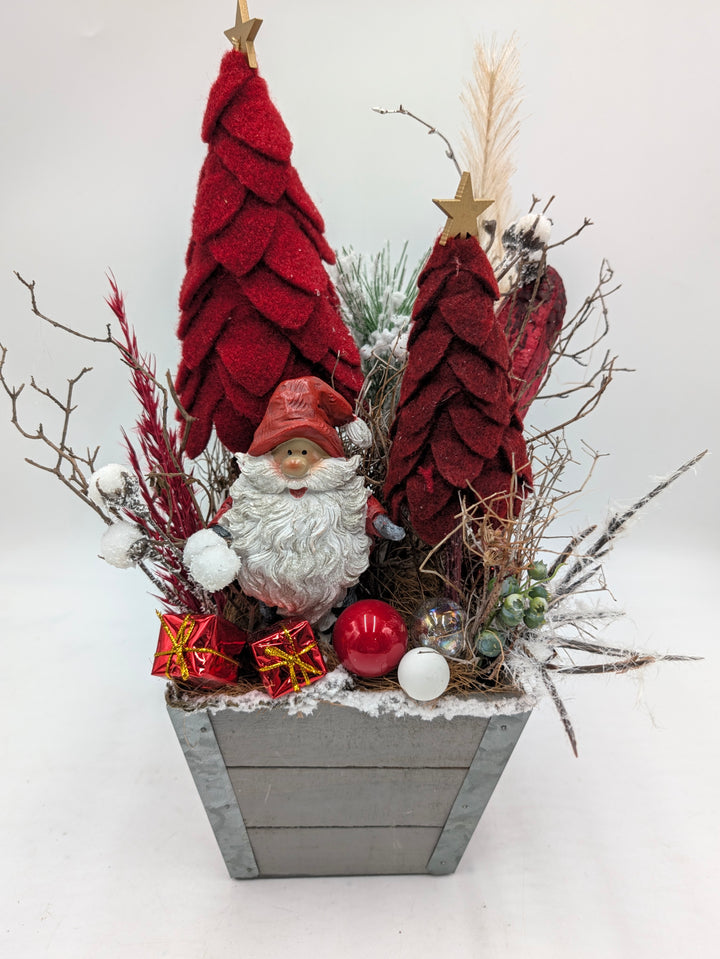 Weihnachtsgesteck Bäume W-Mann rot