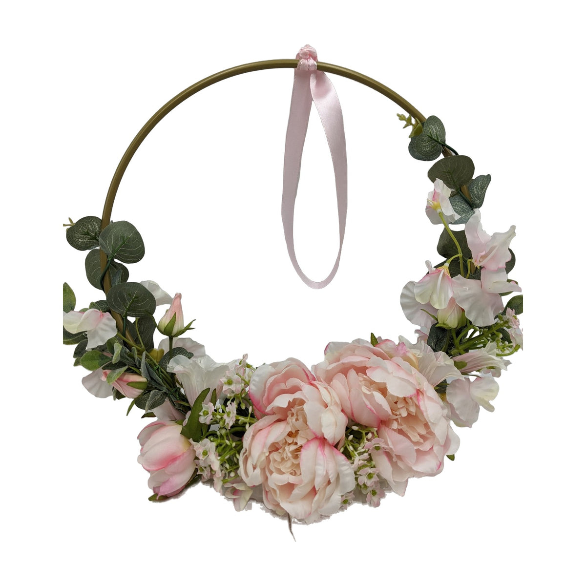 Freigestellt Türkranz Hochzeit Pfingstrosen Eukalyptus rosa weiß
