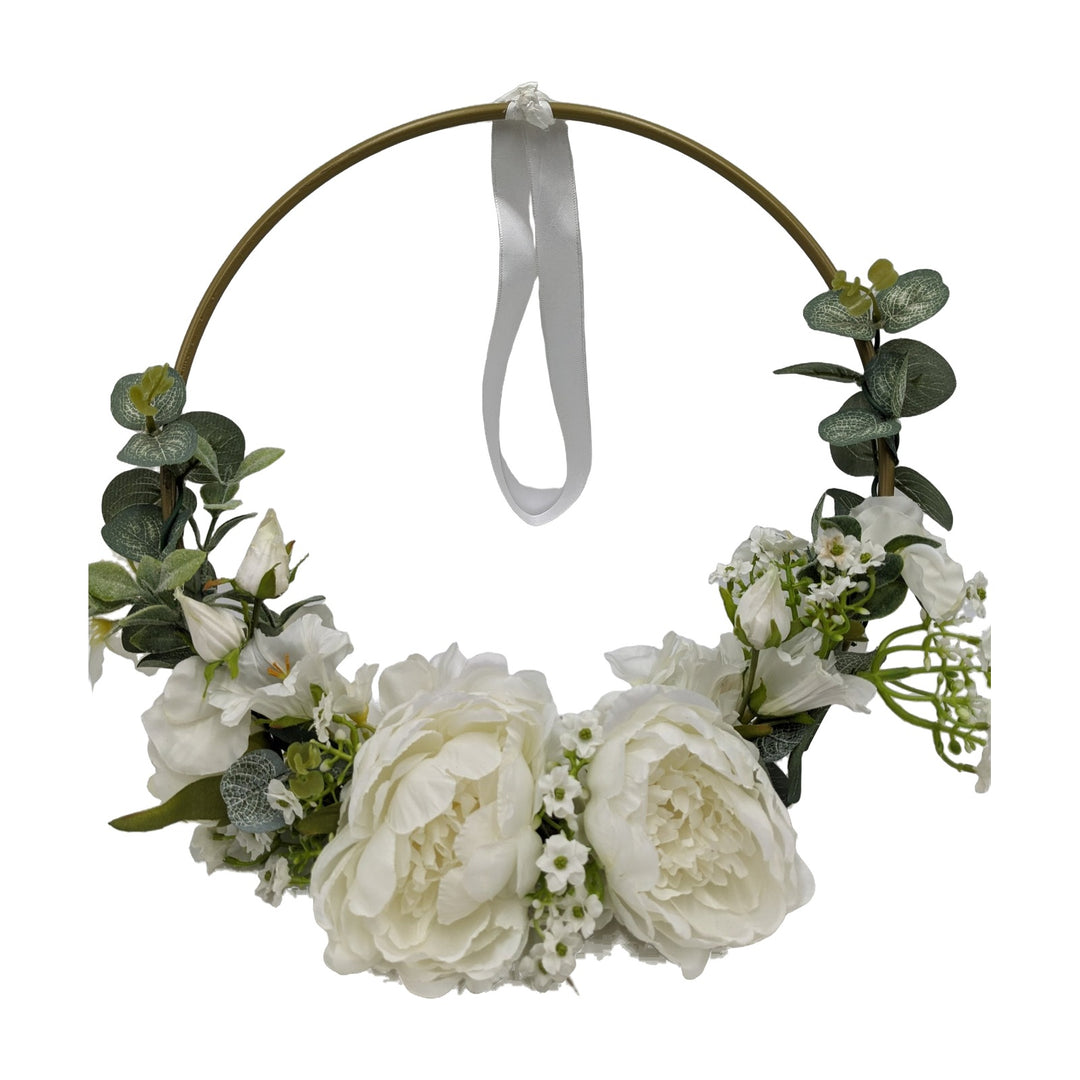 Türkranz Hochzeit Pfingstrosen Eukalyptus weiß grün