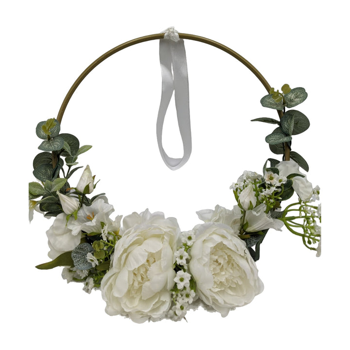 Freigestellt Türkranz Hochzeit Pfingstrosen Eukalyptus weiß grün