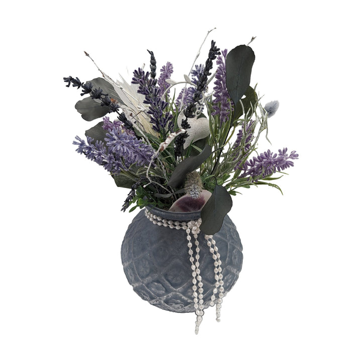 Freigestellt Sommergesteck Lavendel Herz Eukalyptus lila blau