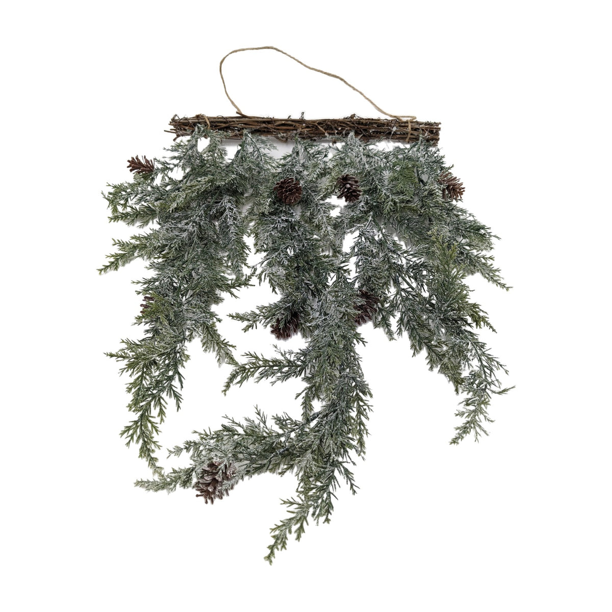 Freigestellt Fensterhänger Tanne Zapfen grün beschneit Wandschmuck Winter