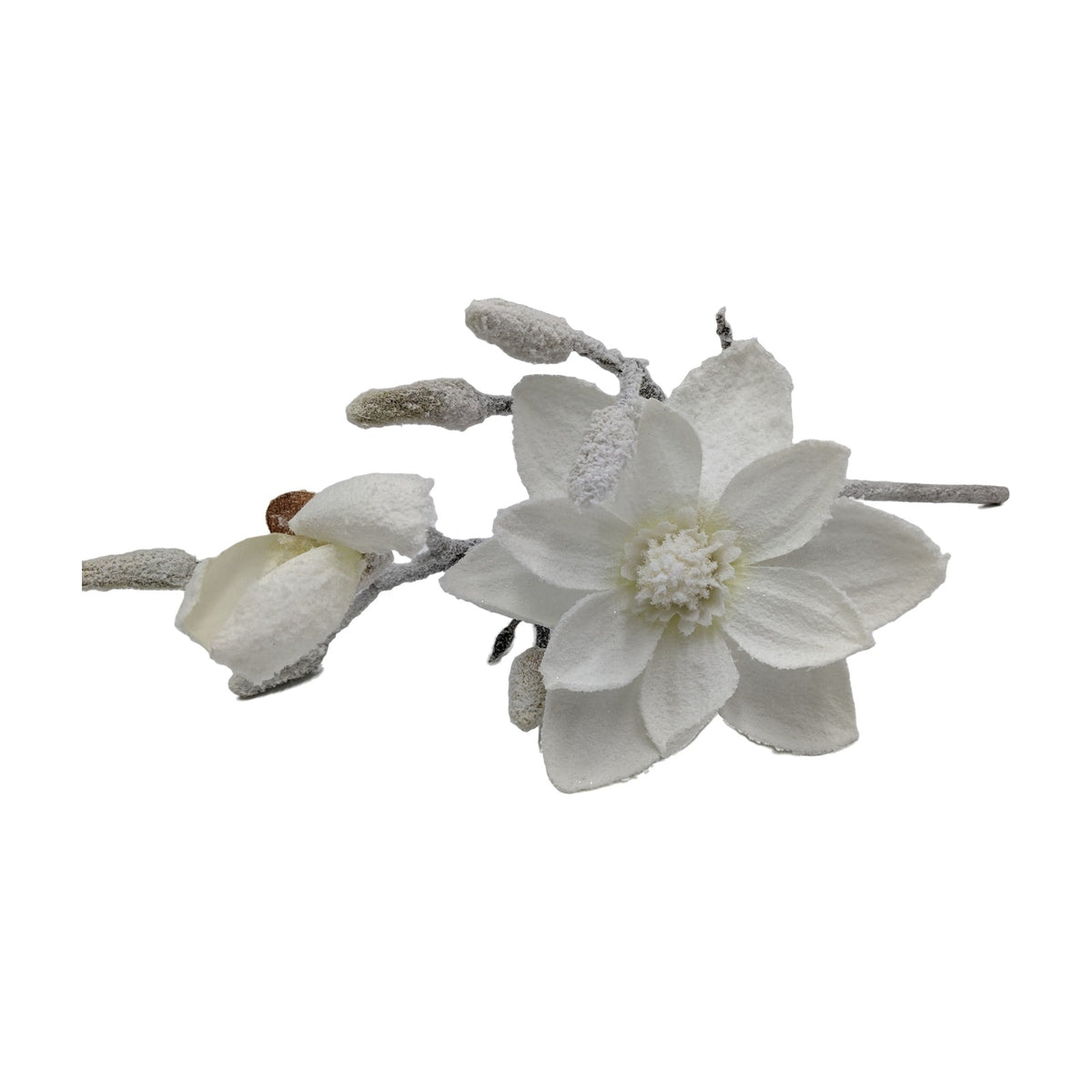 Freigestellt Magnolie Stiel DIY weiß beschneit Kunstblume Winter