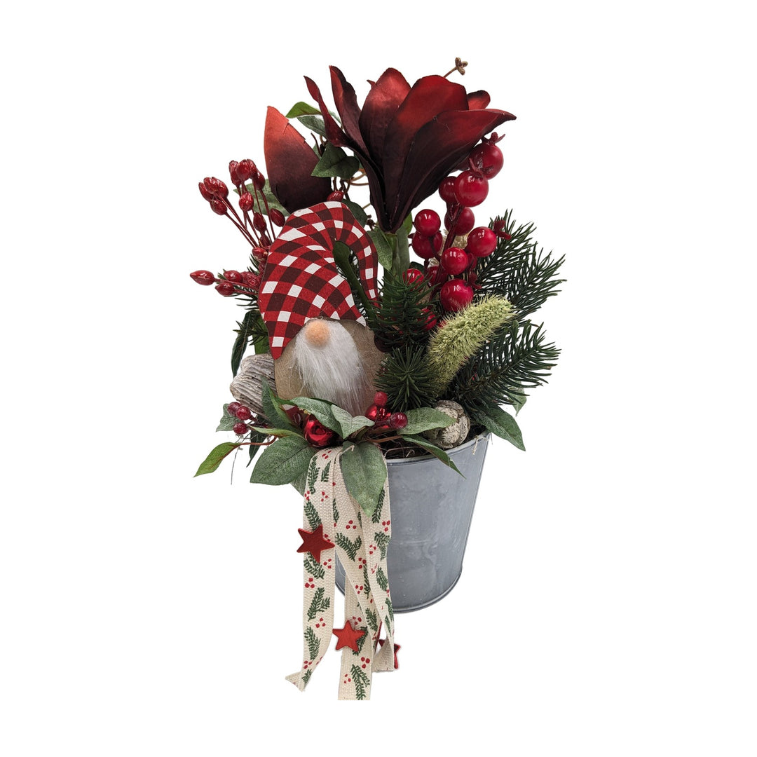 Freigestellt Wintergesteck Wichtel Amaryllis Beeren Sterne rot grün