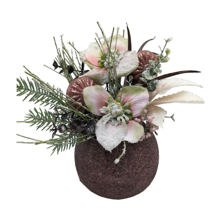 Freigestellt Wintergesteck Christrose Eukalyptus Tanne rosa creme