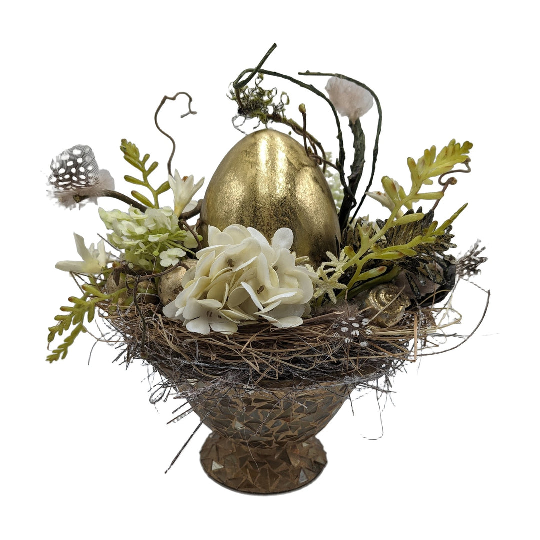 Freigestellt Ostergesteck Ei Hyazinthe Feder Schnecke gold creme
