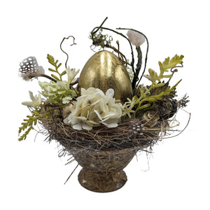 Freigestellt Ostergesteck Ei Hyazinthe Feder Schnecke gold creme