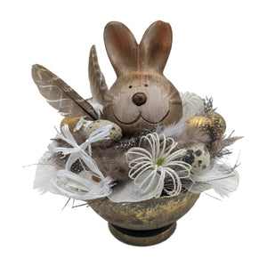 Freigestellt Ostergesteck Hase Federn Wachteleier Spider gold natur