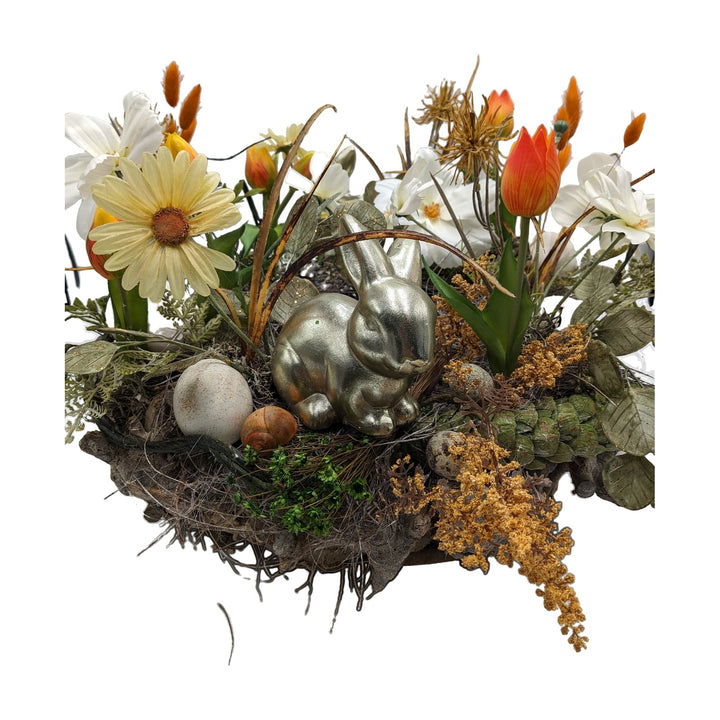 Freigestellt Osterkranz Hase Tulpen Schnecke Eier orange weiß