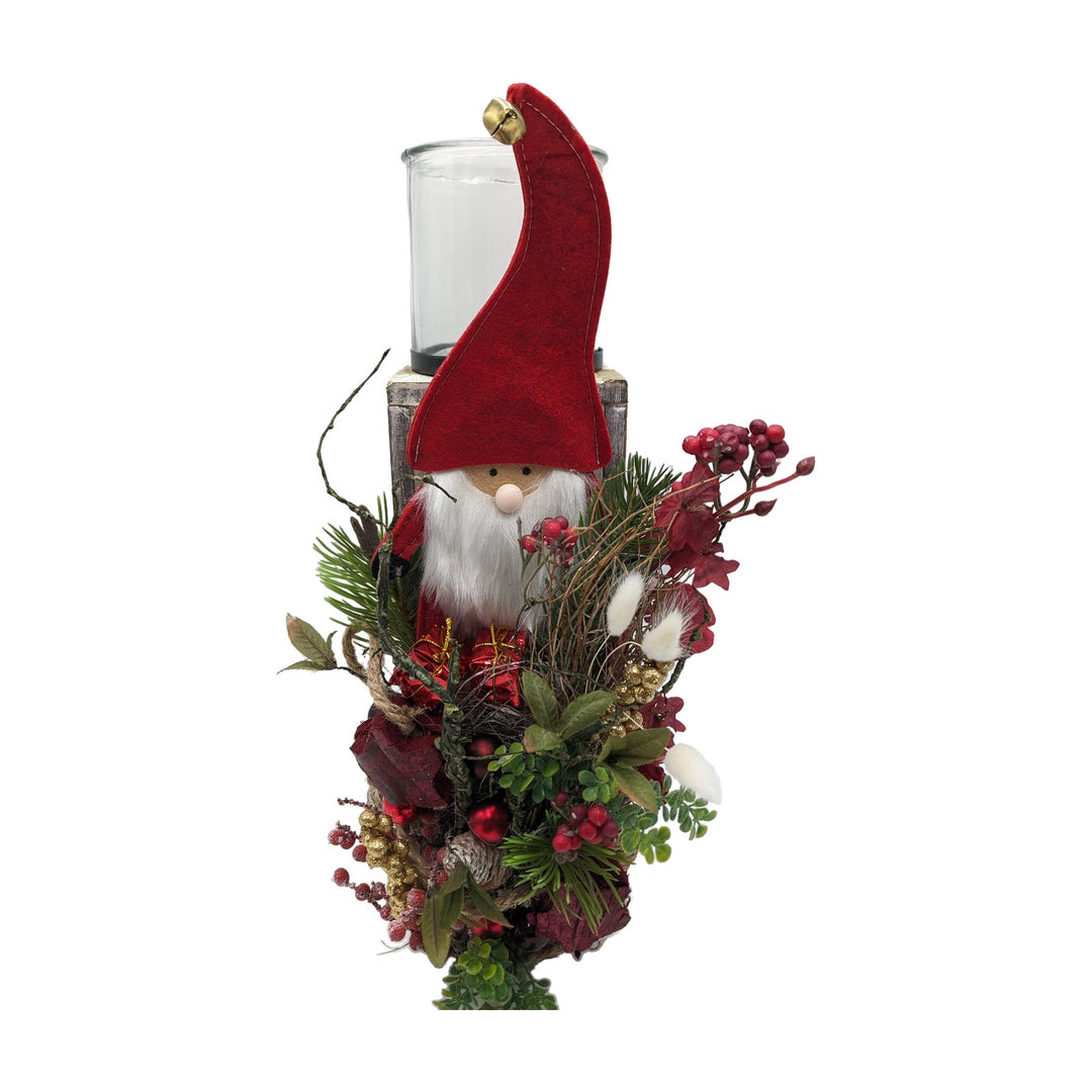 Freigestellt Weihnachtsgesteck Windlicht Weihnachtsmann Beeren Tanne rot grün