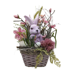 Freigestellt Ostergesteck Frühlingsgesteck Magnolien Hase Hyazinthen rosa