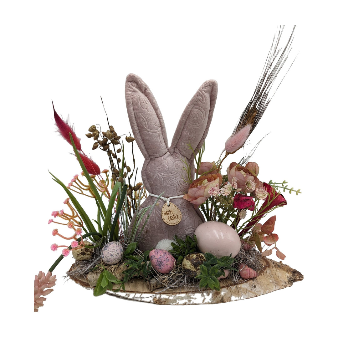 Freigestellt Ostergesteck Frühlingsgesteck Hase Ranunkel Gräser rosa