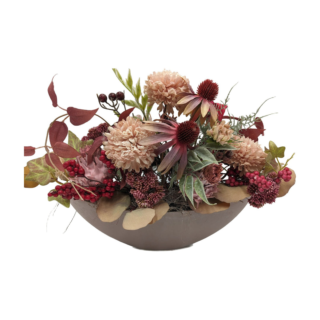 Freigestellt Sommergesteck Sonnenhut Beeren Chrysanthemen rosa rot
