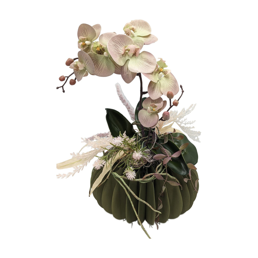 Freigestellt Orchideengesteck Frühling Orchidee Gräser grün rosa