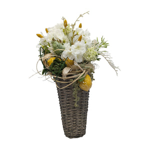 Freigestellt Wandgesteck Sommer Kirschblüte Zitrone Gräser weiss gelb