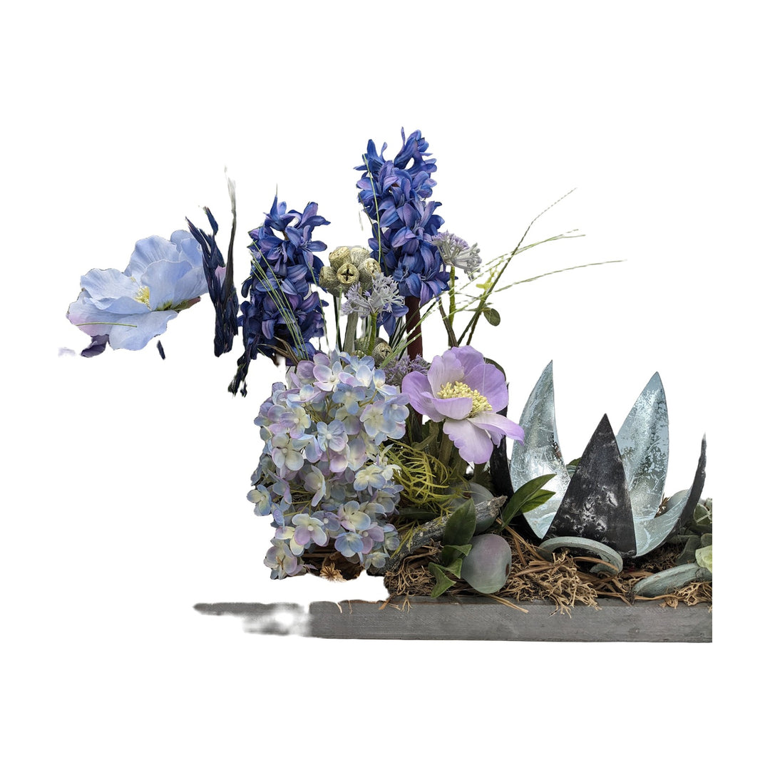 Freigestellt Frühlingsgesteck Hyazinthen Hortensie Anemonen lila blau