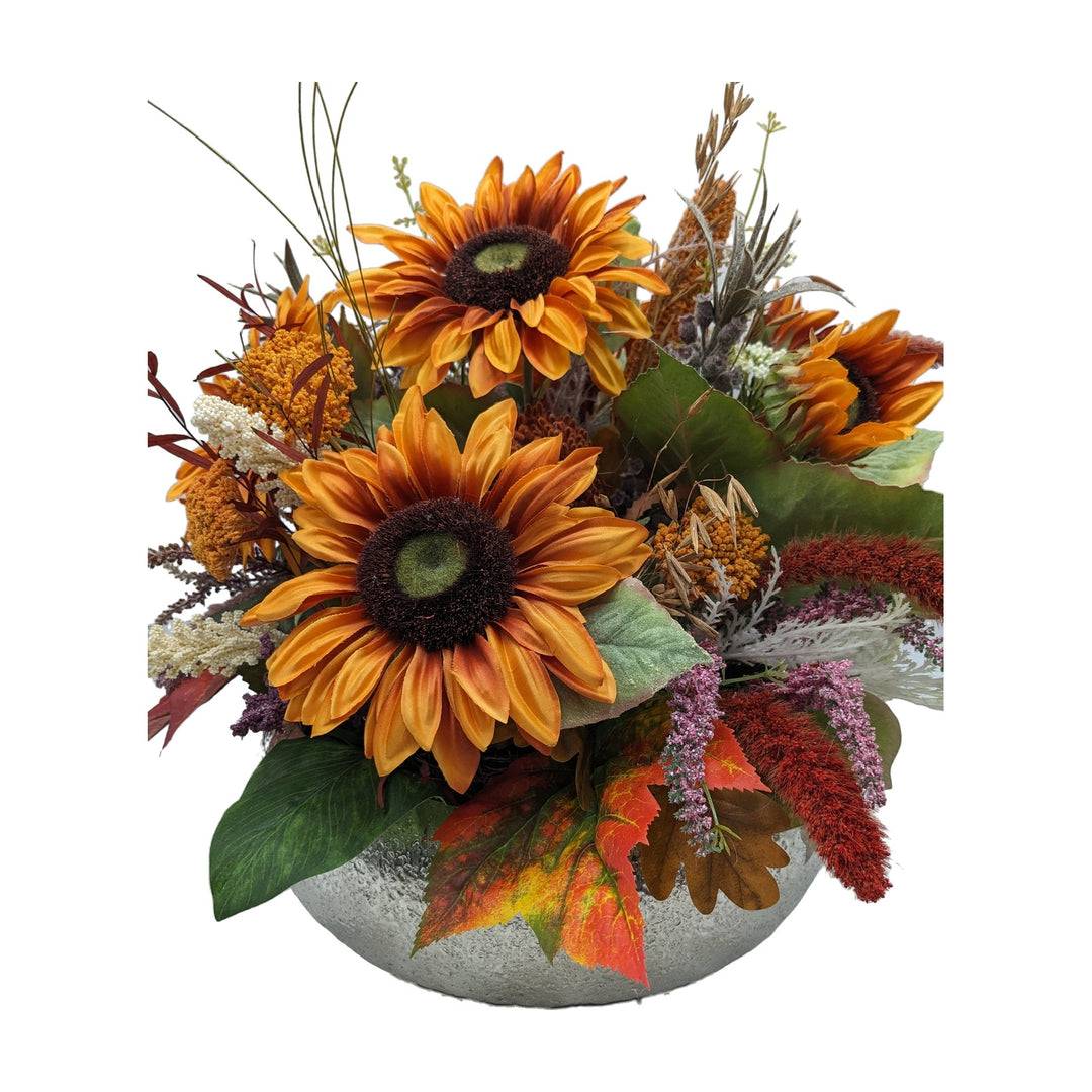 Freigestellt Herbstrgesteck XXL Sonnenblumen Gräser Ähren orange lila