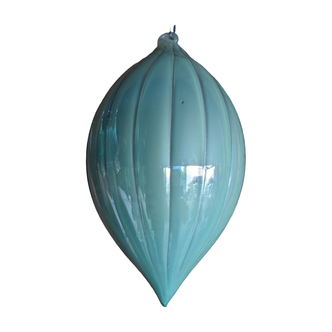 Freigestellt Weihnachtskugel Tropfenform gerippt glänzend mint 16 cm