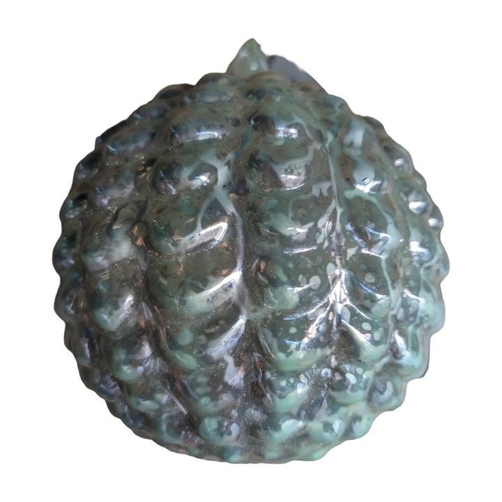 Freigestellt Weihnachtskugel Zapfenform Relief glänzend mint silber Ø 10 cm