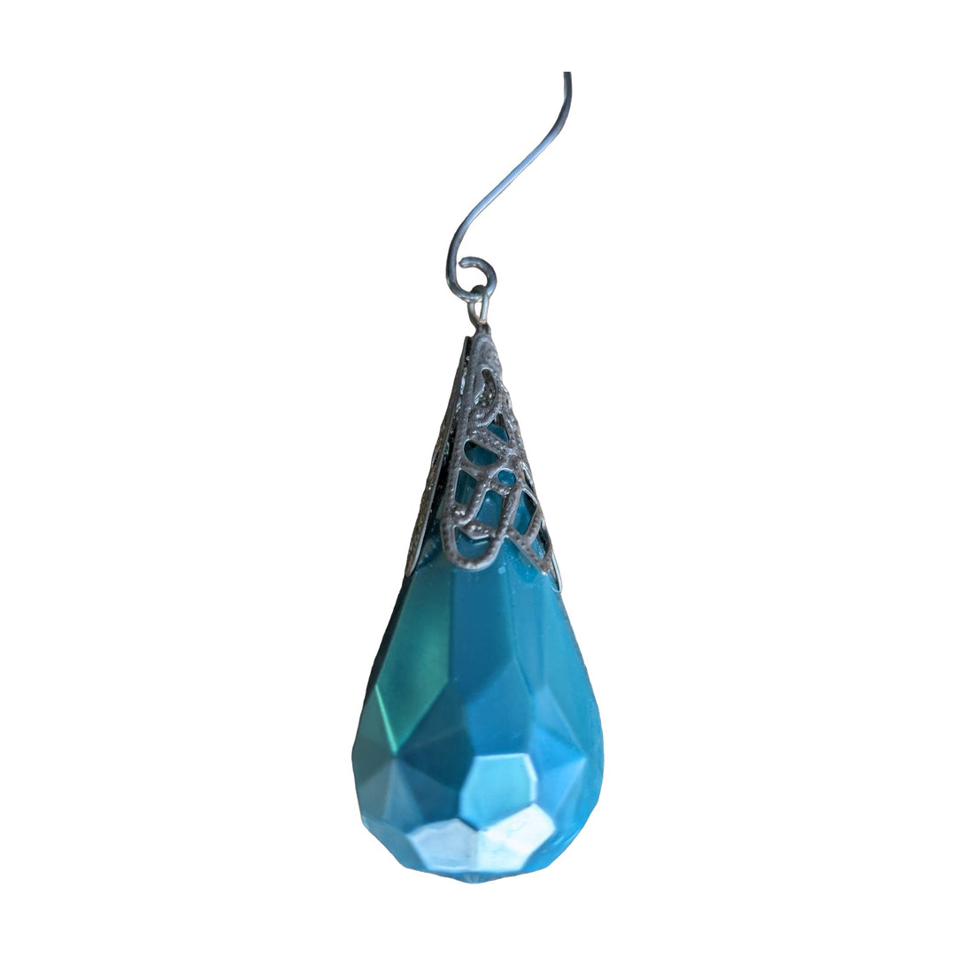 Freigestellt Weihnachtsanhänger Baumschmuck Tropfen facettiert türkis Ø 2,5 cm