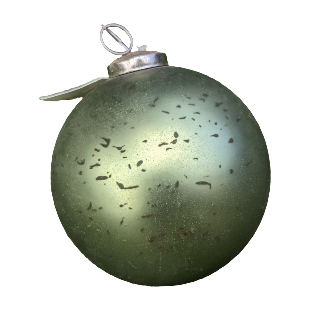 Freigestellt Weihnachtskugel matt hellgrün olivgrün Antik-Optik Ø 12 cm