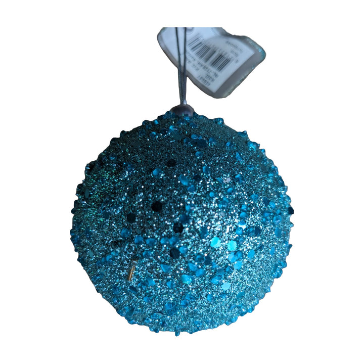Freigestellt Weihnachtskugel türkis Glitzer Christbaumschmuck modern