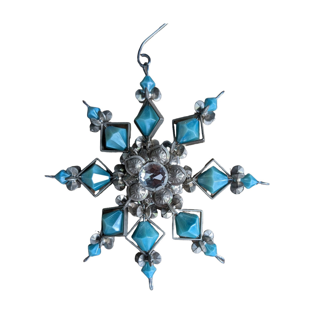 Freigestellt Weihnachtsanhänger Stern türkis silber Schneeflocke Christbaumschmuck