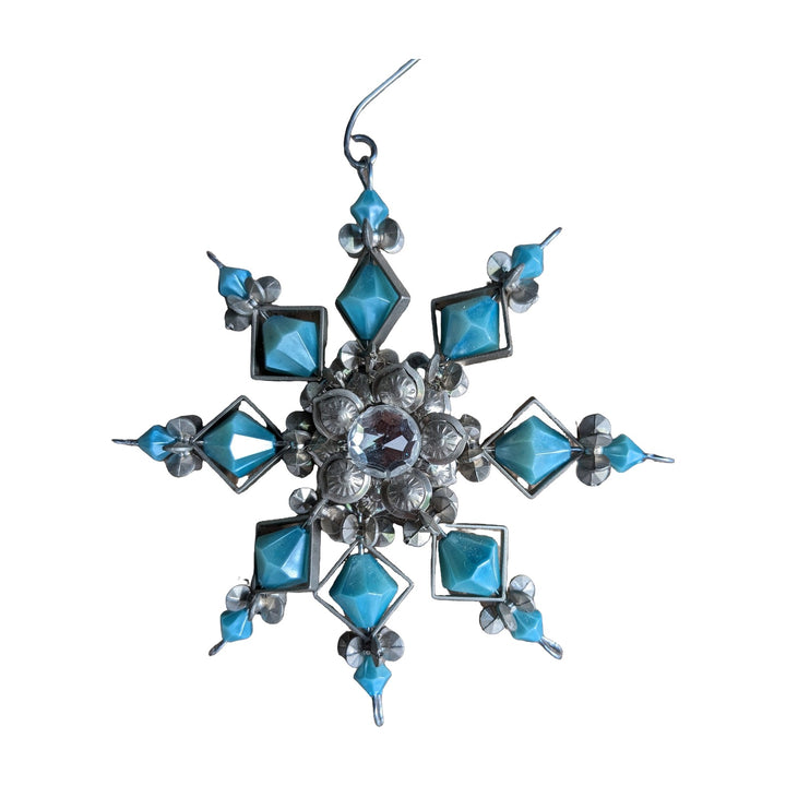 Freigestellt Weihnachtsanhänger Stern türkis silber Schneeflocke Christbaumschmuck