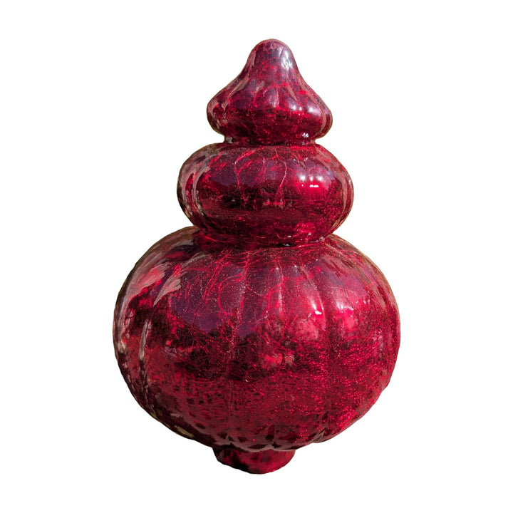 Freigestellt Rosenkugel Baumschmuck Zapfenform Craquelé-Optik rot 26 cm