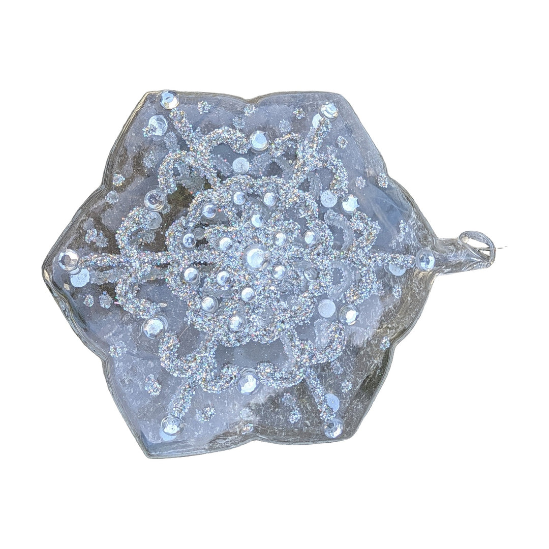 Freigestellt Glasstern Christbaumschmuck Schneeflocke Glitzer silber Ø 11 cm