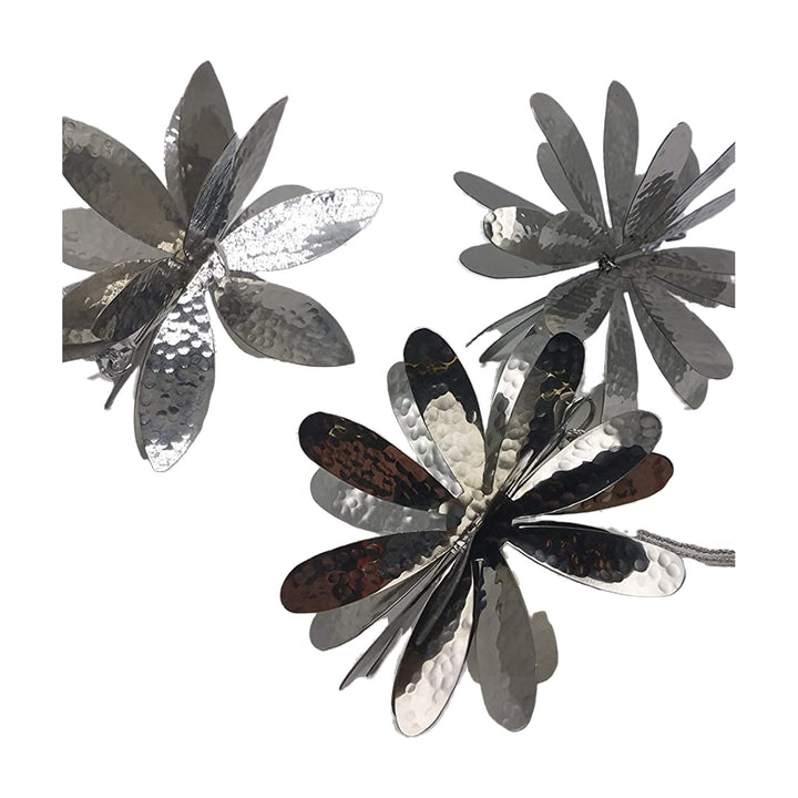 Freigestellt Dekoblumen Hängedekoration Fensterdeko Blumendeko Metall silber 3er Set
