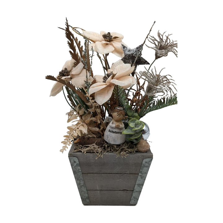 Freigestellt Wintergesteck Schutzengel Stern Weihnachtsstern Tanne apricot silber