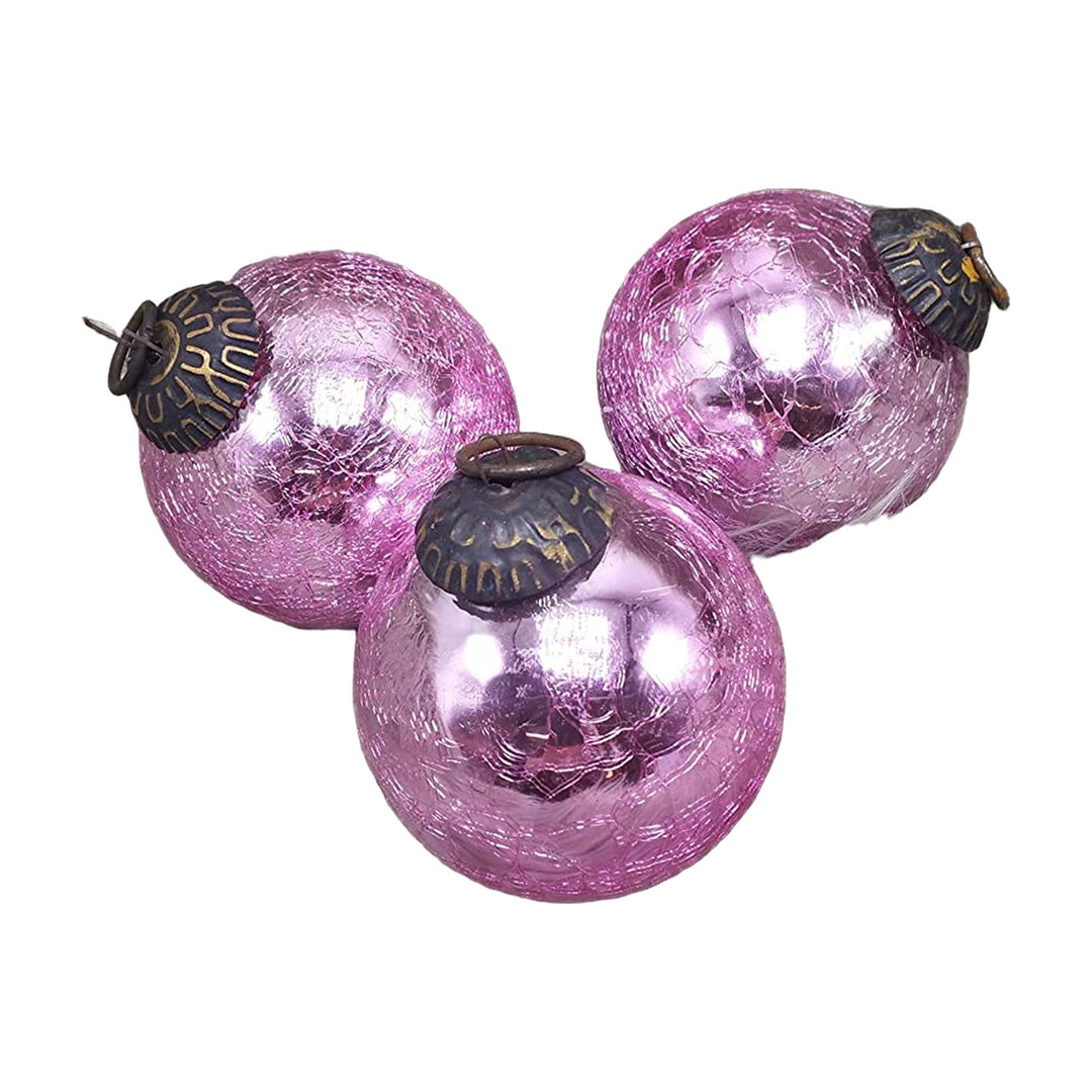 Freigestellt Weihnachtsbaumkugel Bauernglaskugel Baumschmuck Craquelé rosa Ø 8 cm