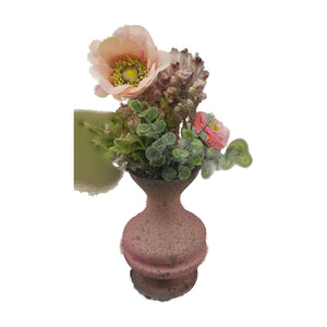 Freigestellt Seidenblumengesteck Frühlingsgesteck Anemone Bellis Eukalyptus rosa