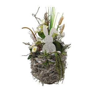 Freigestellt Ostergesteck Hase Eier Schmetterling Bellis weiß grün