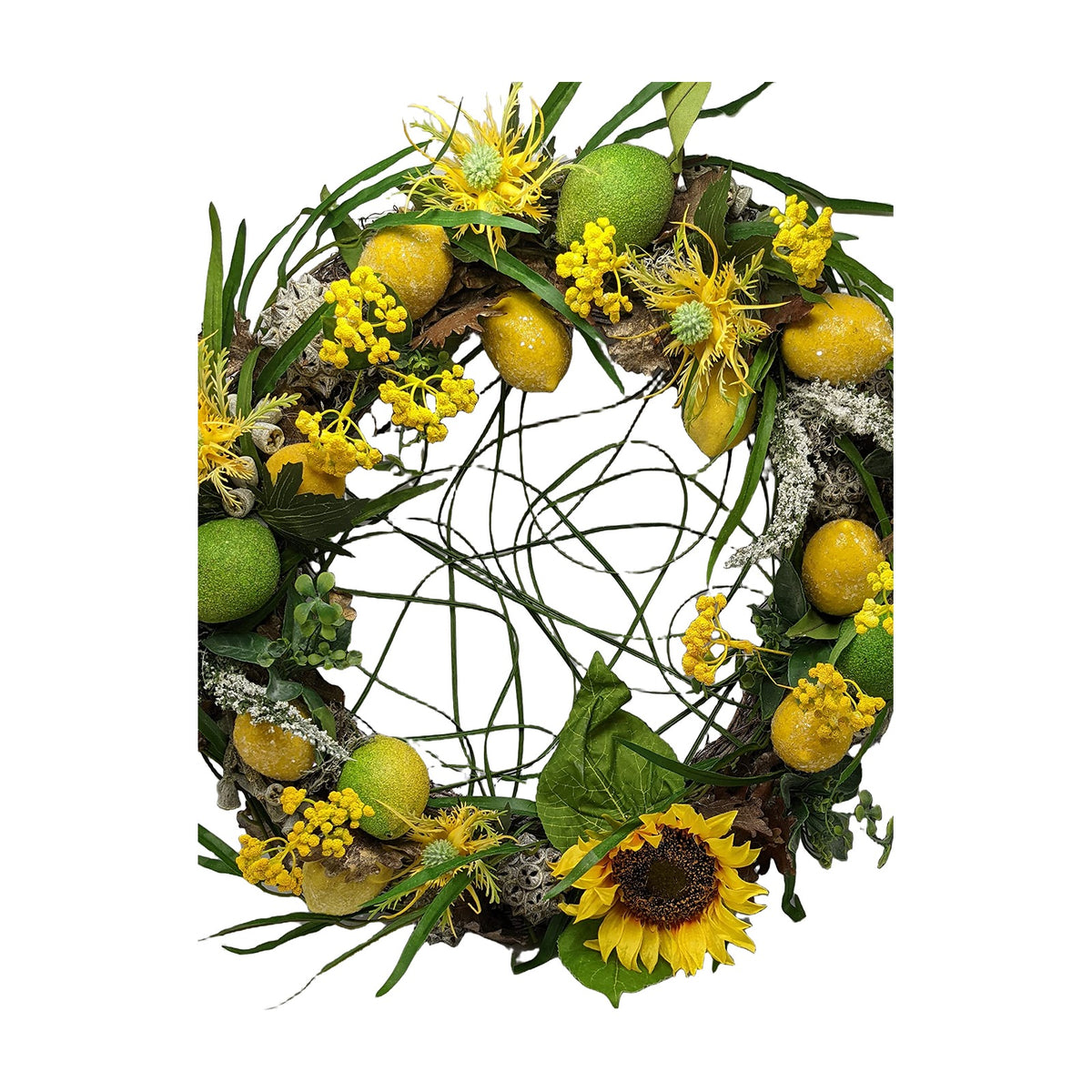 Freigestellt Tischkranz Türkranz Sommer Sonnenblume Zitronen Limonen gelb grün XL