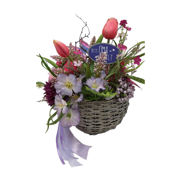 Freigestellt Wandkranz Türkranz beste Oma der Welt Tulpen Beeren Gräser bunt