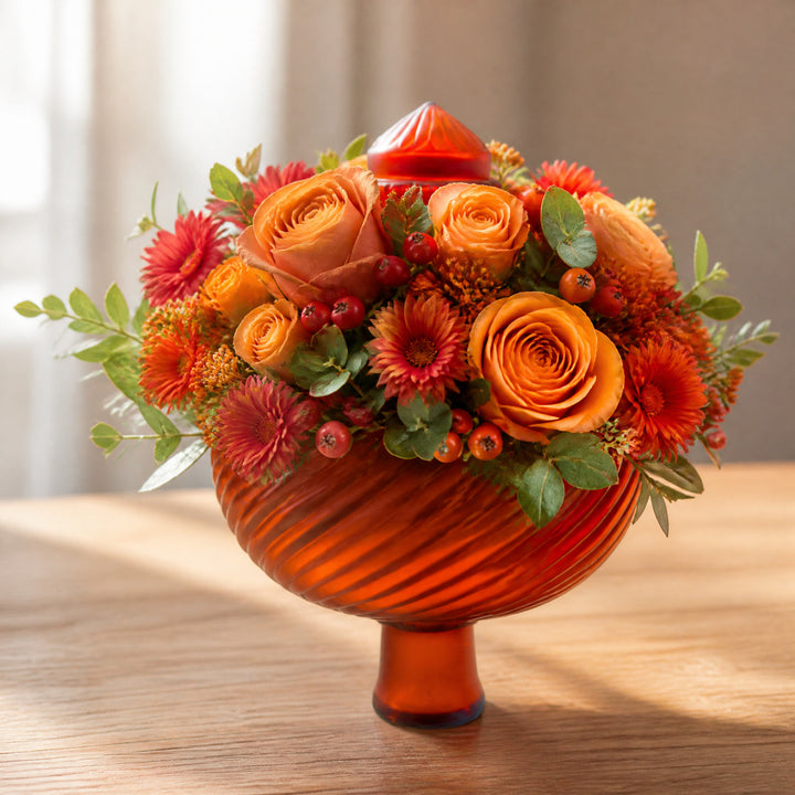 Szene Rosenkugel für Stab Bauernglas orange gedreht matt