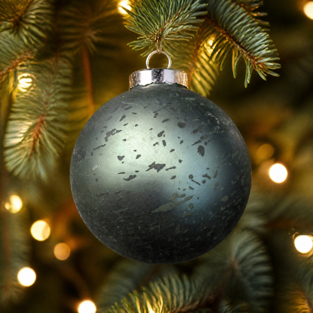 Szene Weihnachtskugel dunkelgrün matt Antik-Optik Ø 10 cm