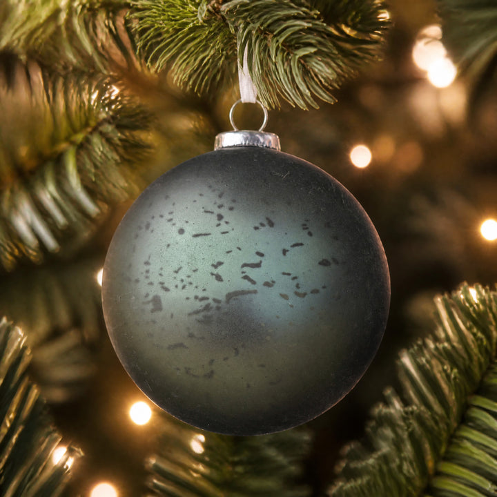Szene Weihnachtskugel matt dunkelgrün Vintage Ø 12 cm