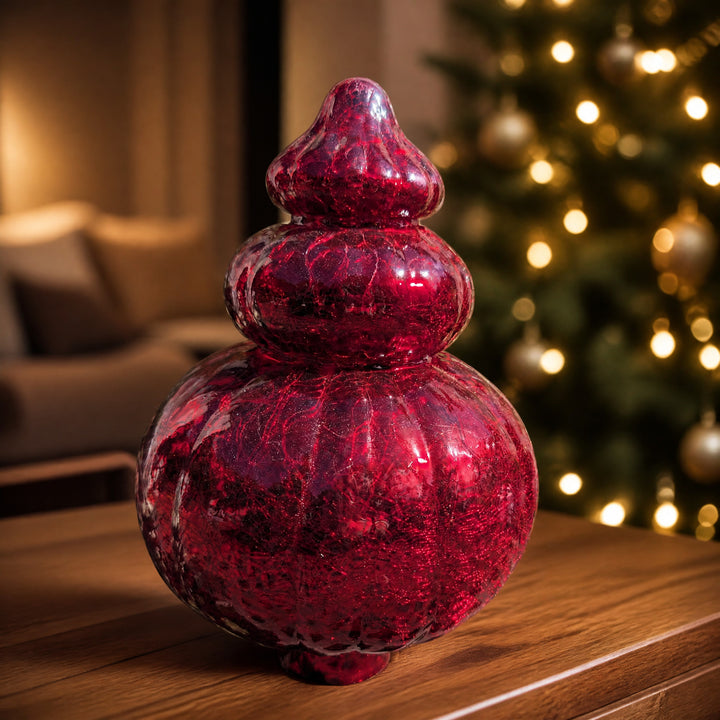 Szene Rosenkugel Baumschmuck Zapfenform Craquelé-Optik rot 26 cm