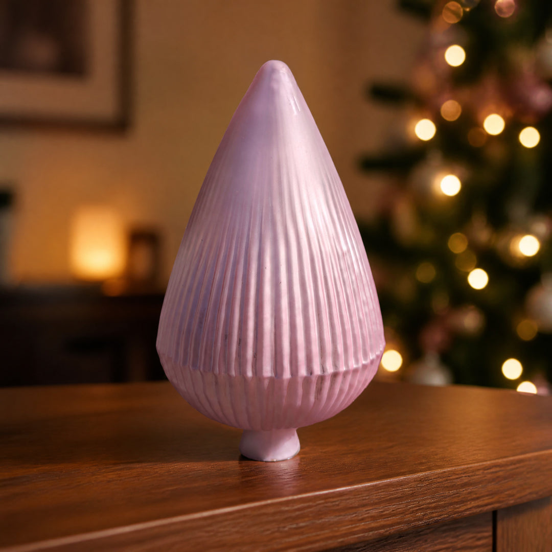 Szene Rosenkugel Zapfenform geriffelt matt rosa 15 cm