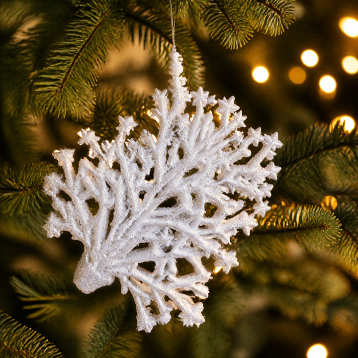 Szene Baumschmuck Schneeflocke Glitzer weiß 16 cm
